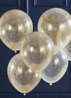 Balony konfetti WŁOSY ANIELSKIE złote (5szt.)