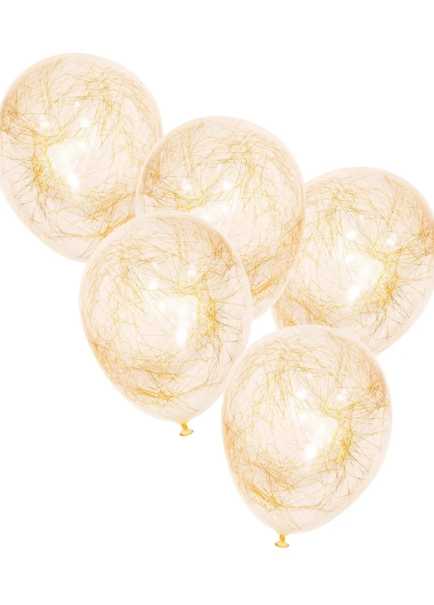 Balony konfetti WŁOSY ANIELSKIE złote (5szt.)