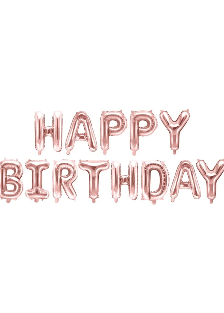 Balony litery napis HAPPY BIRTHDAY rose gold