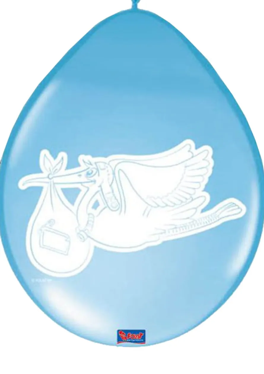 Balony na baby shower BOCIAN niebieskie (8szt.)
