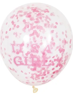 Balony na baby shower IT'S A GIRL z konfetti (6szt.)