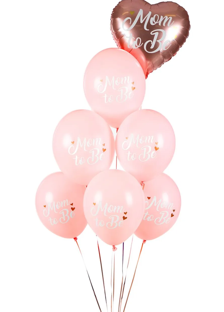 Balony na baby shower MOM TO BE różowe (6szt.)