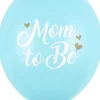 Balony na baby shower MOM TO BE niebieskie (6szt.)