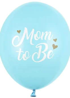 Balony na baby shower MOM TO BE niebieskie (6szt.)