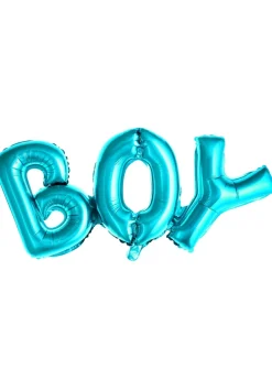 Balony na baby shower napis BOY niebieski