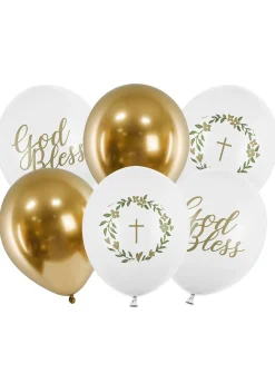 Balony na chrzest GOD BLESS 30cm (6szt.)
