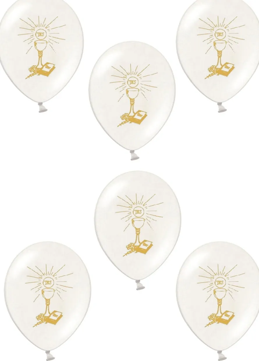 Balony NA KOMUNIĘ białe (6szt.)