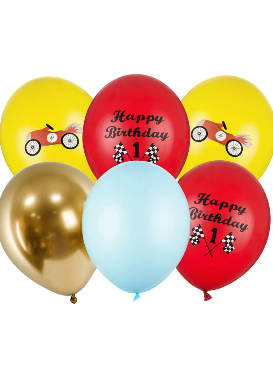 Balony na roczek chłopca SAMOCHÓD (6szt.)