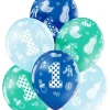 Balony na roczek dla chłopca PIERWSZE URODZINY niebieskie (6szt.)