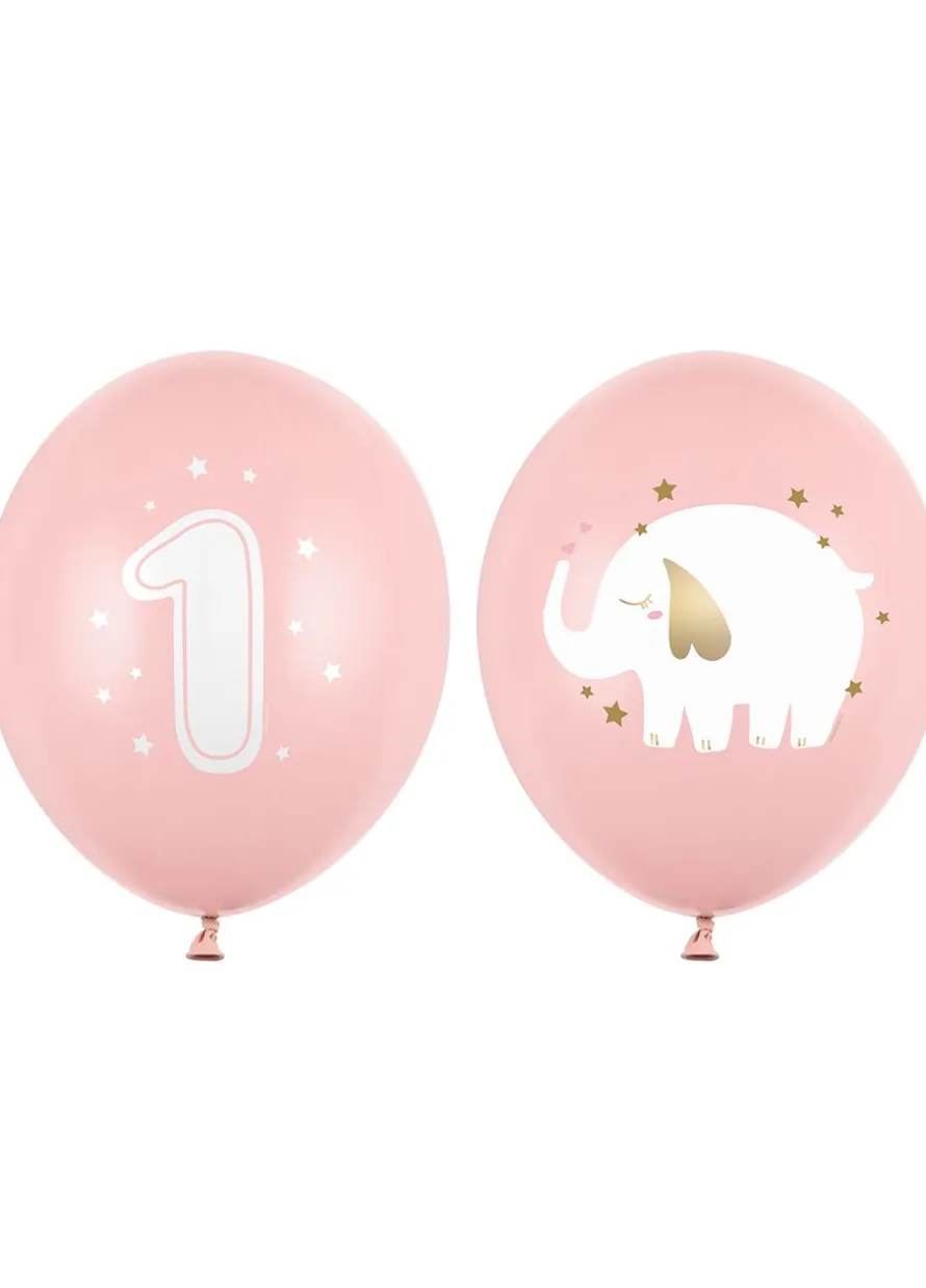 Balony na roczek dla dziewczynki SŁONIK (50szt.)