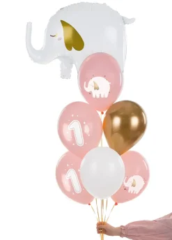 Balony na roczek dla dziewczynki SŁONIK (50szt.)