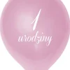 Balony na roczek dla dziewczynki RÓŻOWE (5szt.)