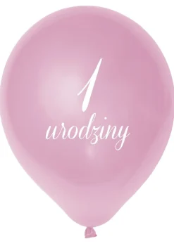 Balony na roczek dla dziewczynki RÓŻOWE (5szt.)