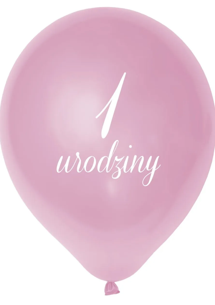 Balony na roczek dla dziewczynki RÓŻOWE (5szt.)
