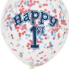 Balony na roczek 1 URODZINY z konfetti (6szt.)