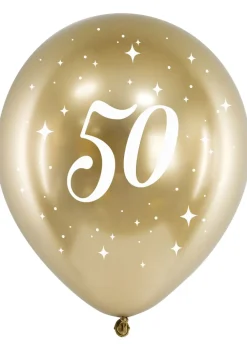 Balony na 50 URODZINY chromowane 30 cm (6szt.)