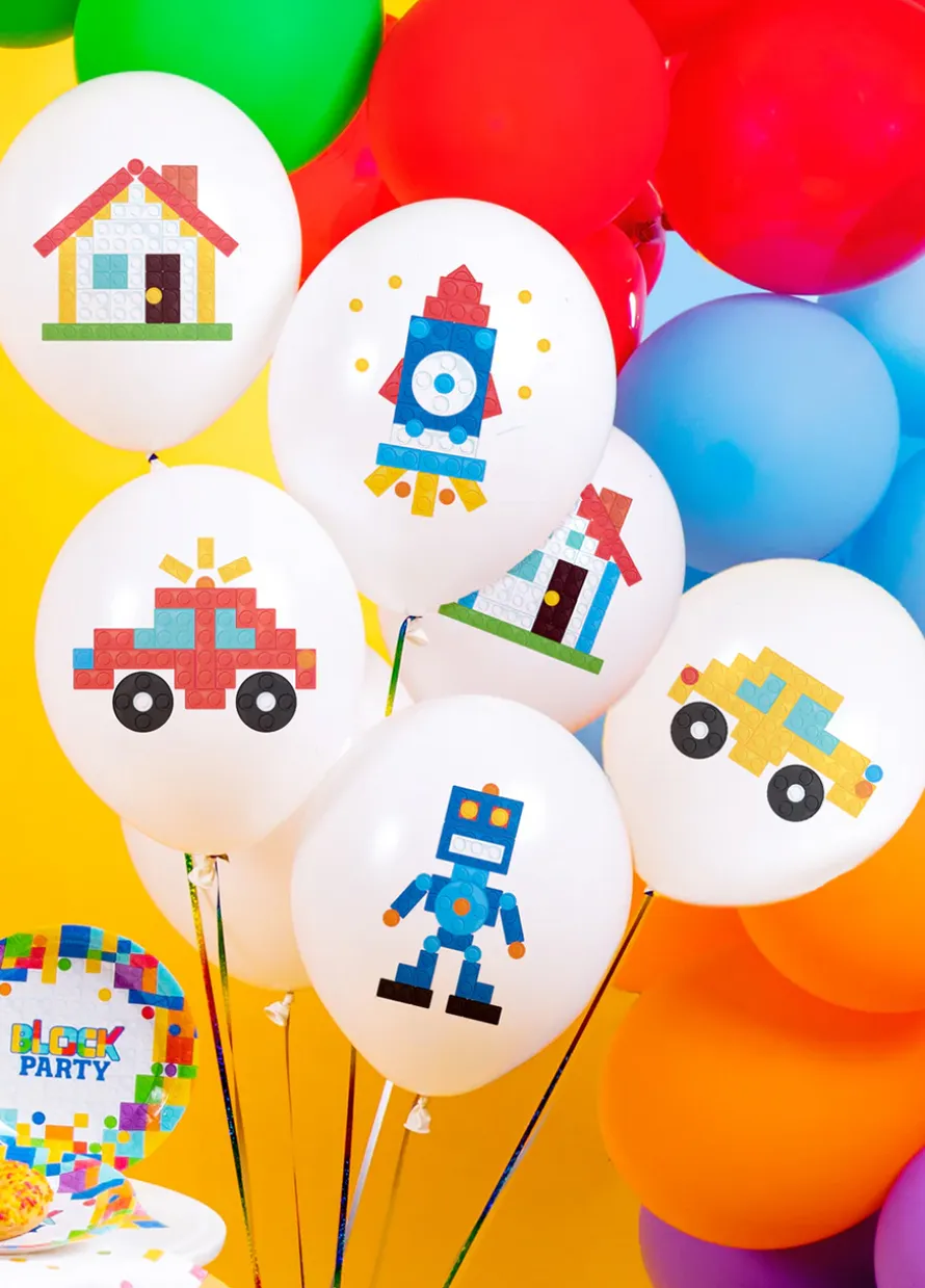 Balony na urodziny dla chłopca KLOCKI (6szt.)