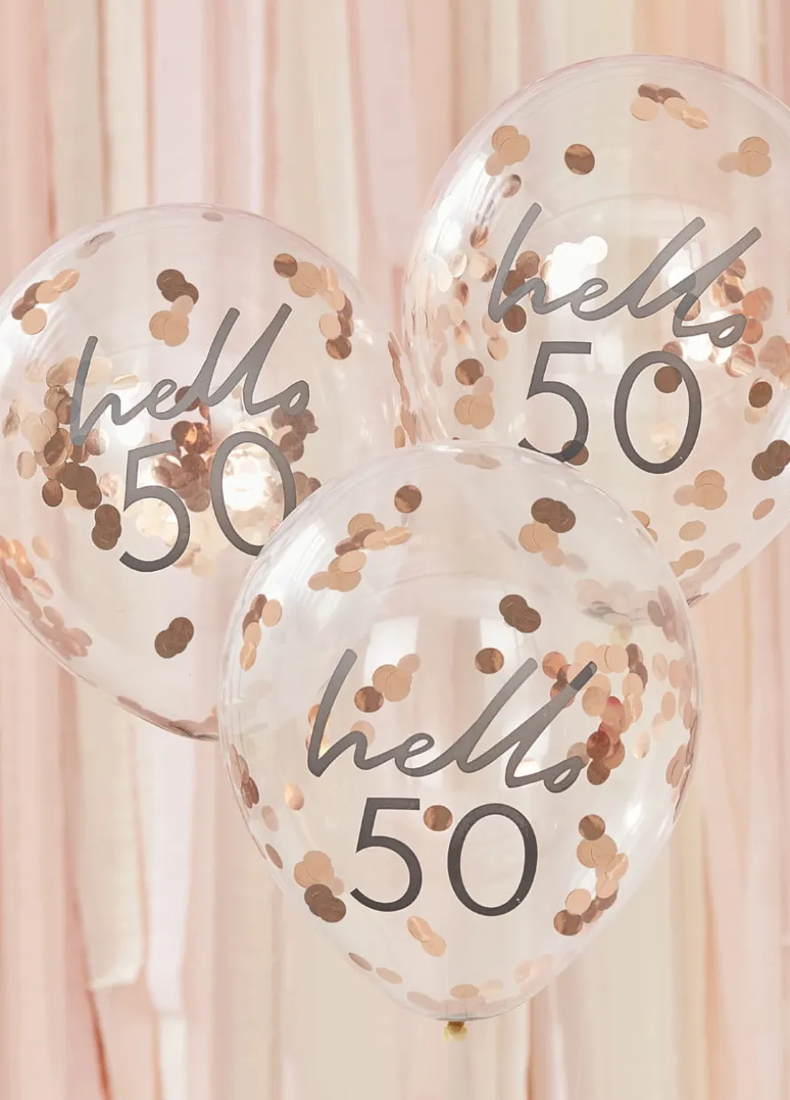 Balony na 50 urodziny KONFETTI (5szt.)