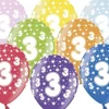 Balony na 3 URODZINY metaliczne 30cm (6szt.)