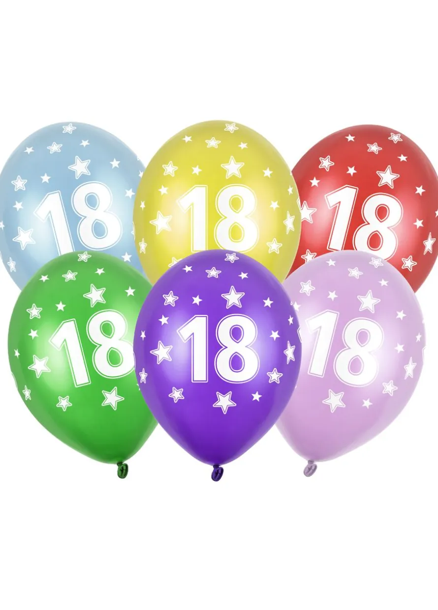 Balony na 18 URODZINY metaliczne mix (6szt.)