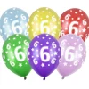 Balony na 6 URODZINY metaliczne 30cm (6szt.)
