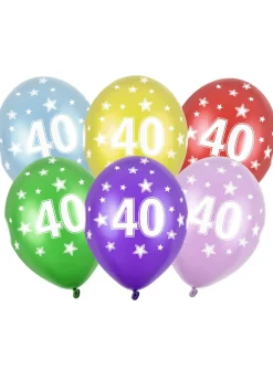 Balony na 40 URODZINY metaliczne mix 30cm (6szt.)