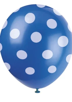 Balony niebieskie w białe kropki (6szt.)