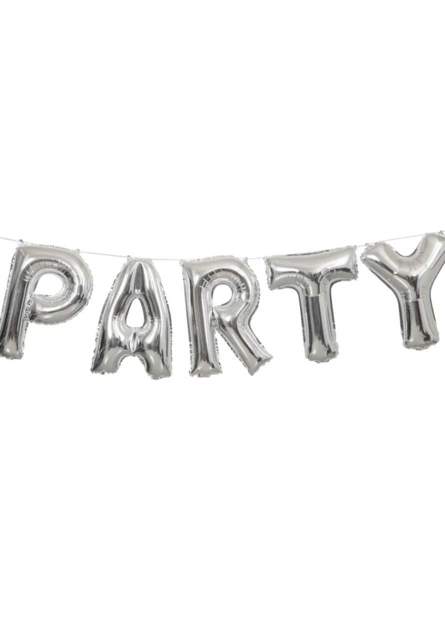 Balony PARTY napis srebrny