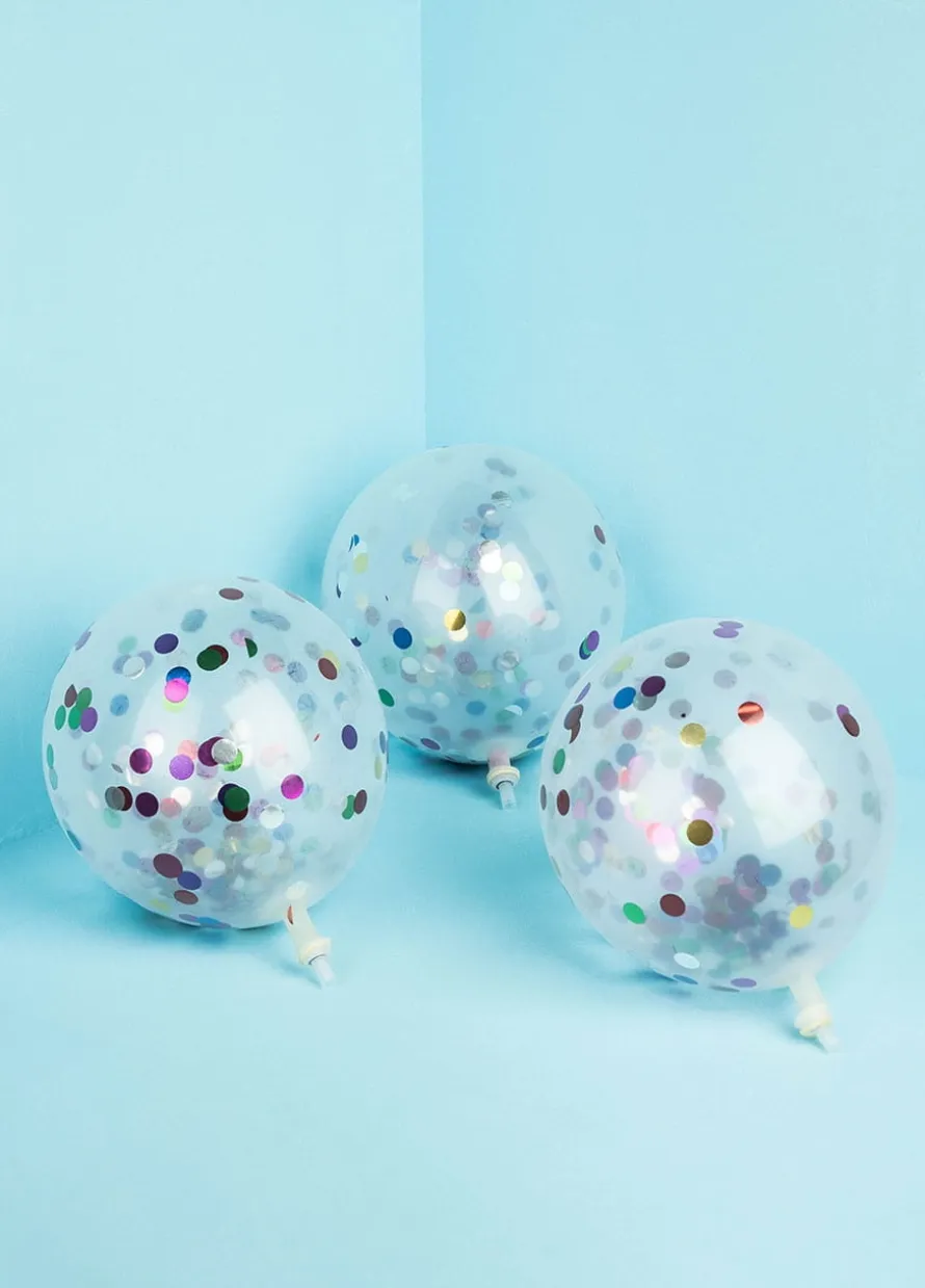 Balony przeźroczyste KONFETTI z ustnikiem (5szt.)