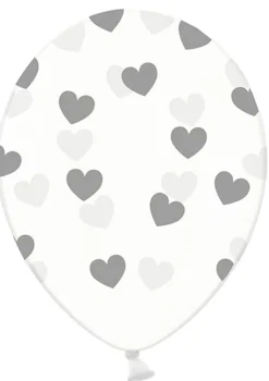 Balony SERDUSZKA srebrne 30cm (50szt.)