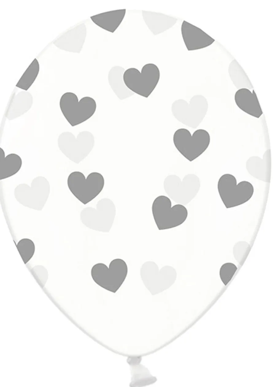 Balony SERDUSZKA srebrne 30cm (50szt.)