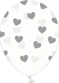 Balony SERDUSZKA srebrne 30cm (6szt.)