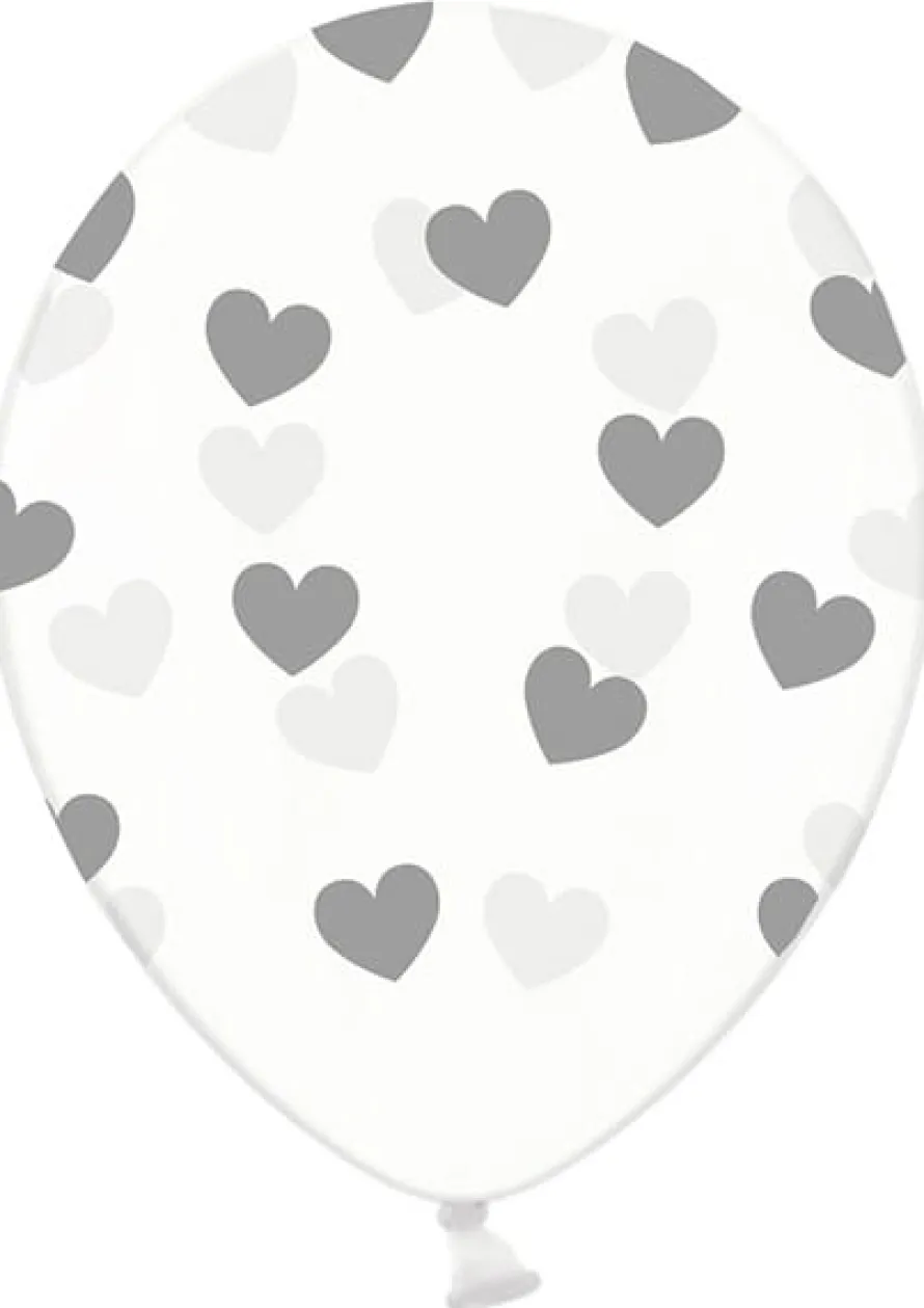 Balony SERDUSZKA srebrne 30cm (6szt.)