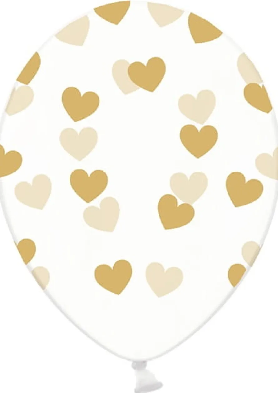 Balony SERDUSZKA złote 30cm (6szt.)