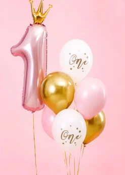 Balony urodzinowe ONE balony na roczek różowe (6szt.)