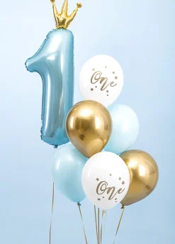 Balony urodzinowe ONE balony na roczek niebieskie (6szt.)