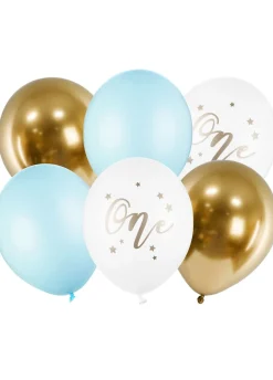 Balony urodzinowe ONE balony na roczek niebieskie (6szt.)