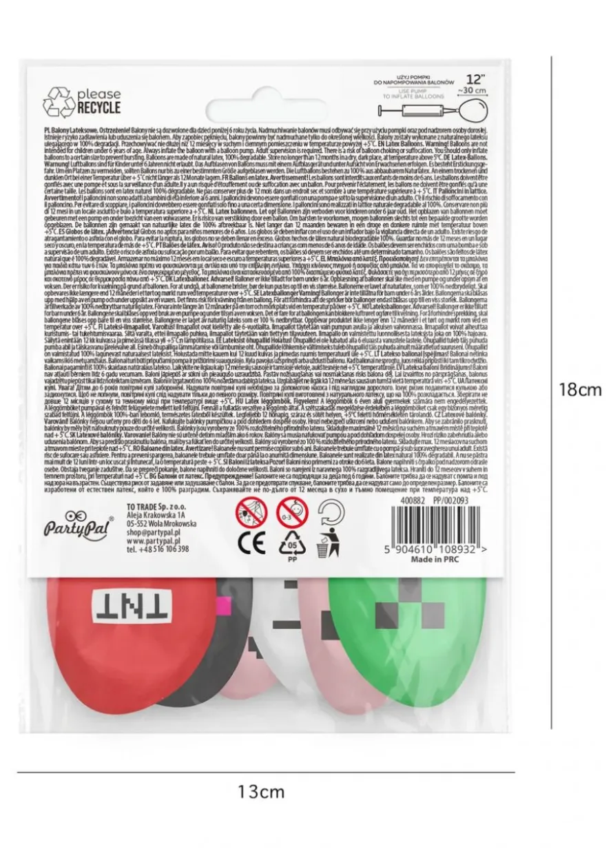 Balony urodzinowe TNT piksele (10szt.)