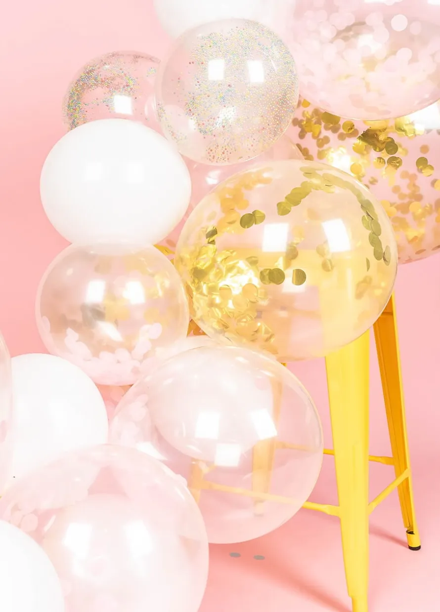 Balony urodzinowe z KONFETTI złotym 30cm (3szt.)