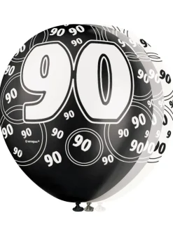 Balony 90 URODZINY GLITZ czarne (6szt.)