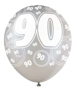 Balony 90 URODZINY GLITZ czarne (6szt.)