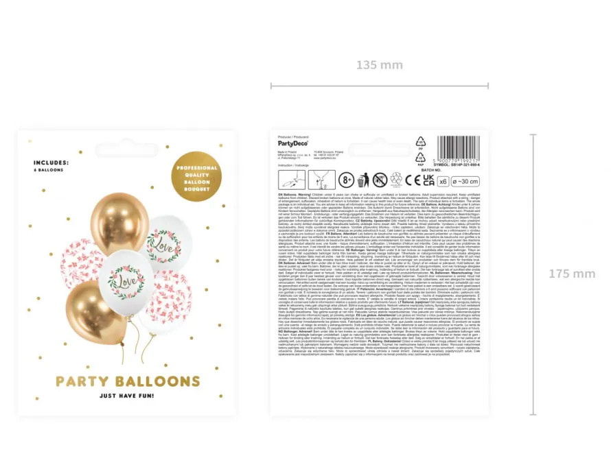 Balony w kwiaty LOVE (6szt.)