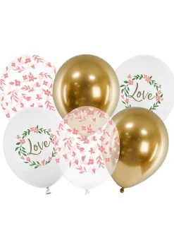 Balony w kwiaty LOVE (6szt.)
