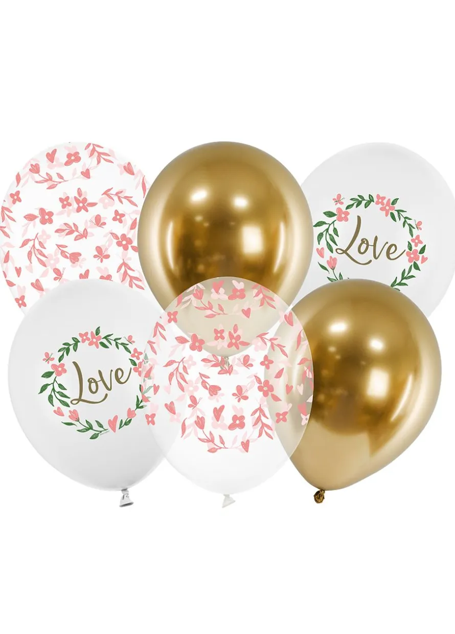 Balony w kwiaty LOVE (6szt.)