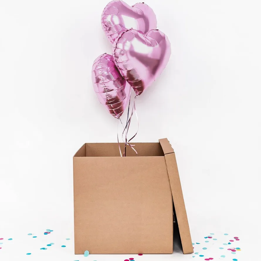 Balony w pudełku + kartka GRATULACJE NA NARODZINY DZIECKA