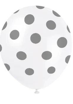 Balony w srebrne kropki 30cm (6szt.)