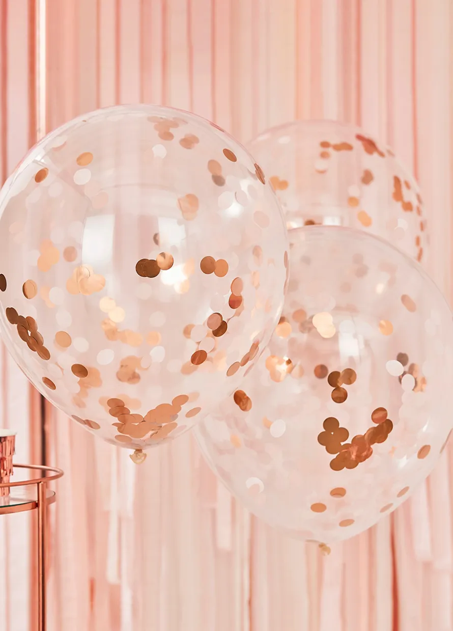 Balony z konfetti ROSE GOLD 55cm (3szt.)