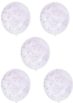 Balony z KONFETTI różowym 20cm (5szt.)