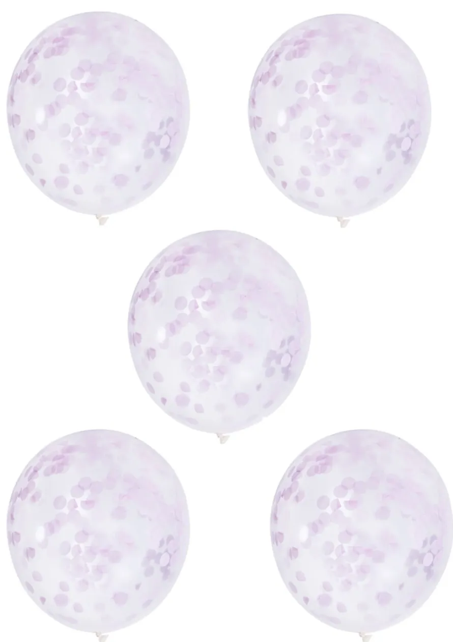 Balony z KONFETTI różowym 20cm (5szt.)