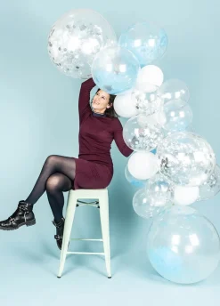 Balony z KONFETTI srebrnym 20cm (5szt.)